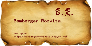 Bamberger Rozvita névjegykártya